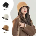 Thick faux shearling bear-ear beanie hat for women in khaki fleece with warm lining - Chanel Style Fisherman-Khaki