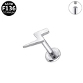 Silver lightning bolt stud earring in ASTM F136 titanium with internal threading - Silver Lightning Style (G23LAI112-S)