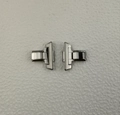 Silver metal smart watch strap link connectors in a sleek symmetrical design - For Huawei Fit 3