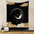 Detail of moon phase wall tapestry with celestial sun face and 31-day numeric calendar - 73*95CM / Moon Phase Calendar (Brushed)