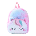Zaino di peluche unicorno per bambine con colori sfumati macaron e dettagli di paillettes - Cuore Colorato Socchiudere gli Occhi