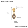 18k gold plated stainless steel devil eye pendant with oil drip enamel finish - D174-5 Gold Evil Eye Pendant (Grey) 2PCS
