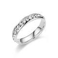Detail of silver titanium steel ring with channel-set round zircon sparkling stones - US 5 / Silver