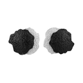 Modern S925 sterling silver stud earrings with hammered black and silver texture - 925 Silver / Black + Silver