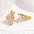 Macro shot of gold-plated silver earrings featuring clear cubic zirconia cluster details - Irregular Cluster Geometric Studs / Style C: Gold 1 Pair