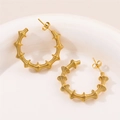 Orecchini a cerchio a forma di C placcati oro 18K con trama a spirale cava per donna - Oro
