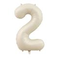 Ballon chiffre 2 en aluminium crème rétro pour décoration de fête d'anniversaire - Chiffre 2 / crème