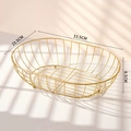 Golden oval iron mesh fruit basket with size 33.5x23.5x8.5cm for Nordic home decor - Large / Gold