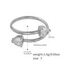 18K gold plated stainless steel open ring with two heart-shaped zircon stones - A034-Silver Color Heart Zirconia Ring