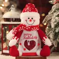 Christmas snowman gift bag with heart window and Happy Holiday embroidery - Joyful Christmas Apple Bag - Snowman