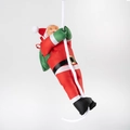 Climbing Santa Claus figurine on rope with green gift bag for Christmas decoration - Single Person Rope / 30cm