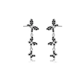 Elegant S925 silver triple butterfly drop earrings with black zircon micro-pave - 925 Silver / Platinum Black