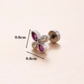 Piercing papillon en argent avec zircons magenta et fermoir à vis de 0,8cm pour cartilage - Argent 8#-Papillon Violet / Argent