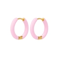 Pink enamel 12mm stainless steel hoop earrings with elegant gold-plated finish - Pink