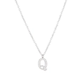 Silver tone titanium steel necklace featuring a sparkling pavé zircon letter Q pendant - Silver-Q