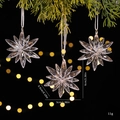 Three clear acrylic snowflake ornaments with dimensions 6x5cm hanging on pine branches - 6.5cm Polygon Snowflake 3pcs