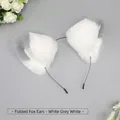 Handmade plush lolita fox ears headband in folded style white and grey color design - One Size / Folded Fox Ears - White Grey White