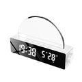 Sunrise wake up light LED clock with semi-circular colorful mood lamp in white finish - Plug-in Version (No FM) / White