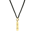 Gold plated lobster clasp necklace with lightning and rainbow pendant on black cord rope - Lightning & Rainbow Pattern