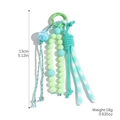 Porte-clés mignon avec perles vertes et bleues et pendentif à pampilles en corde - K2508-3 Tresse Verte