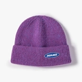 Winter knit beanie in purple mixed yarn featuring a blue ORDERLINESS logo patch - Heather Purple (21B024)