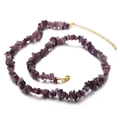 Irregular purple cat eye stone beaded necklace with gold lobster clasp and extension chain - Purple (KN226663-Z)