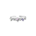 Anello regolabile in argento con trama irregolare e pietre di zirconia arcobaleno - Aperto Regolabile / Stile Zircone Multicolore Irregolare (SSJZ-384)