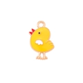 Cute yellow cartoon chicken enamel pendant with golden loop for DIY jewelry making - Yellow Chick
