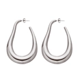 Orecchini a U spessi e minimalisti in acciaio inossidabile lucido color argento da donna - Forma a U Spesso (E288) / Color Acciaio