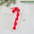 Knitted red and white Christmas candy cane ornament with snowflake patterns - Small Red Candy Cane with Snowflake Pattern
