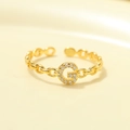 Adjustable golden chain ring featuring a micro-paved sparkling letter G design - Gold-Letter G