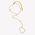 18K vergoldetes Edelstahl Sklavenarmband mit fünf runden weißen Zirkoniasteinen besetzt - Gekralltes Rundzirkon O-Kette Sklavenarmband - Gold