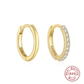 Pendientes de aro huggie en plata de ley S925 con baño de oro y circonitas blancas - Plata 925 / Oro-Estilo 6