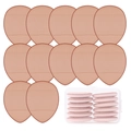 Set of 22 beige teardrop makeup finger puffs with a transparent plastic storage box - 12 Pcs/Boxed / Brown
