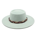 Detail of mint green wool felt jazz hat featuring a four-color woven decorative band - M (56-58cm) / Mint Green