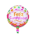 18-inch round foil balloon with Feliz Cumpleaños text and colorful polka dots - Wave Spanish Birthday Round