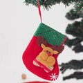 Sparkling green sequin Christmas stocking featuring a 3D reindeer design and red bow - Elk Style