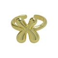 18 Karat vergoldeter Messing-Ring mit minimalistischem Bubble-Cross-Design - Buchstabe X / Gold