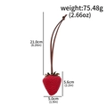Realistic red strawberry backpack charm with brown leather strap and weight details - BG00165-02 Large Simulated Pink Strawberry Pendant (Brown Rope)