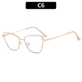 Occhiali anti-luce blu cat-eye chic con montatura sottile in metallo oro rosa da donna - C6-Khaki e Oro