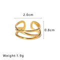 Crossed 18k gold plated stainless steel open ring with 2.0cm diameter dimensions - Multi-layer Cross Minimalist Style (NB-R2023267) / Gold