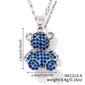 Ciondolo a forma di orsetto con cristalli blu e neri su base argentata - Argento/Zircone Blu