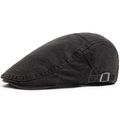 Gorra ivy vintage de algodón lavado negro con hebilla de metal ajustable para adultos - Gris
