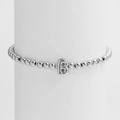 Minimalist silver beaded bracelet featuring a 3D letter B charm in a high-polished finish - Silver B