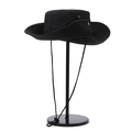 Classic black wide brim outdoor bucket hat with adjustable chin strap and metal vents - Black