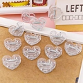 Transparent heart-shaped plastic clips with metal springs for photos and notes - Clear