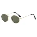 Classic oval sunglasses with dark green lenses and vintage gold metal frames - Gold Frame Dark Green Lenses