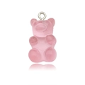 Rosa durchscheinender Harz-Bär-Anhänger mit Metallöse für DIY-Schmuckherstellung - Rosa Bär