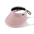 Pink wide brim UPF50+ sun visor with white trim and adjustable elastic drawstring - Candy Series Soft Brim Rollable / Pink