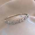 Silver 18k plated snake U-shaped open bangle with shimmering pavé zircon stones - 23# Silver Link Buckle